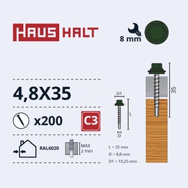 Isekeermestavad kruvid Haushalt DIN 7504K, 4.8x35 mm, 200 tk