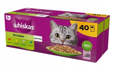 Šlapias kačių maistas Whiskas Mix Adult, jautiena/žuvis/vištiena, 0.085 kg, 40 vnt.