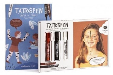 Набор для татуировок Nailmatic Tatoopen Funny Tribe, коричневый/белый/черный