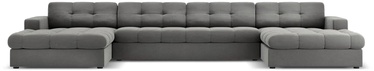 Dīvāns Micadoni Home Justin Velvet Panoramic 5 Seats, gaiši pelēka, 294 x 160 cm x 72 cm