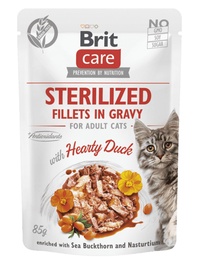 Влажный корм для кошек Brit Care Sterilised Fillets In Gravy Hearty Duck, мясо утки, 0.085 кг