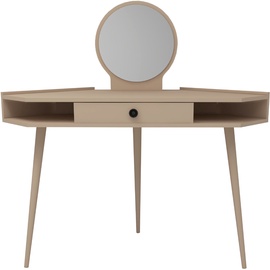 Столик-косметичка Kalune Design Lopez 550ARN2731, бежевый, 130.8 см x 55 см x 85.2 см, с зеркалом