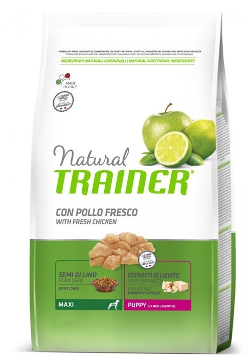 Sausā suņu barība Natural Trainer Puppy Maxi Chicken, vistas gaļa, 12 kg