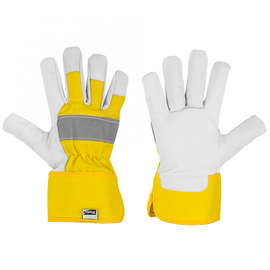Рабочие перчатки кожаные IRON BULL REFLEX RWIBR105, для взрослых, кожа, белый/желтый/серый, 10.5, 6 шт.