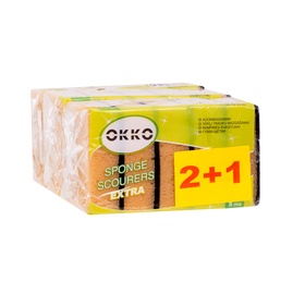 Губка для чистки Okko 2 +1, желтый, 15 шт.