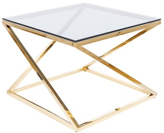 Журнальный столик, прозрачный/золотой, 60 см x 60 см x 45 см