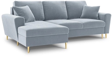 Stūra dīvāns Micadoni Home Moghan Velvet 4 Seats, gaiši zila, kreisais, 241 x 145 cm x 88 cm