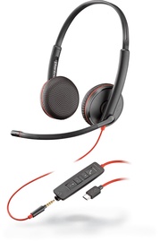 Uzliekamās vadu austiņas on-ear Poly Blackwire 2000 C3225, melna