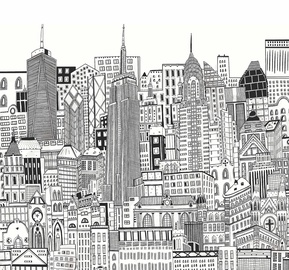 Fototapeet Art For The Home City Sketch Chalk 113159, 280 cm x 300 cm