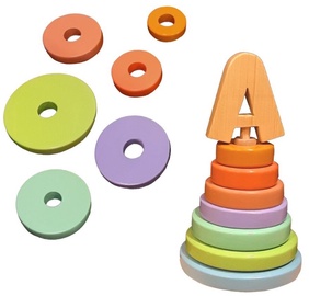 Attīstošās rotaļlietas Wood&Joy Toddler Stacker 109TRS1139, 15 cm, daudzkrāsaina