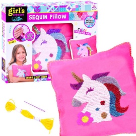 Siuvimo rinkinys Girls Creator Sequin Pillow Unicorn, rožinė