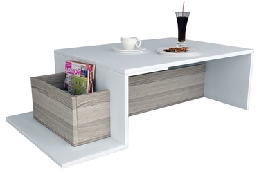Журнальный столик Kalune Design Pot, белый/светло-коричневый, 106.8 см x 60 см x 32 см