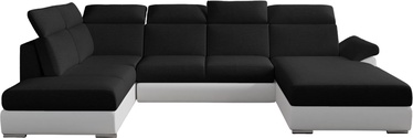 Stūra dīvāns Evanell Sawana 14, Soft 17, balta/melna, labais, 216 x 330 cm x 102 cm