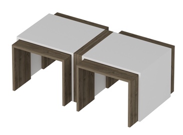 Kafijas galdiņš Kalune Design Contry, balta/valriekstu, 900 mm x 500 mm x 418 mm