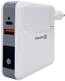 Telefona lādētājs Evelatus EWC06, Qi/1x USB Type-C, balta, 10 W