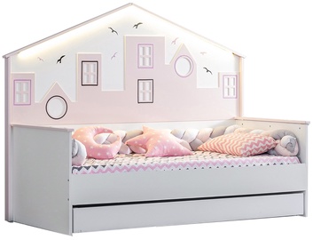 Выдвижная кровать Kalune Design Cýty-Ledlý P-Myy, белый/розовый, 100 x 200 см