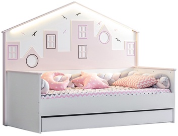 Выдвижная кровать Kalune Design Cýty-Ledlý P-Myy, белый/розовый, 100 x 200 см