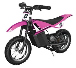 Vaikiškas elektromobilis - motociklas Razor Dirt Rocket MX125, juoda/rožinė