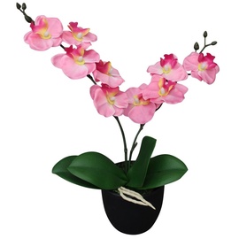 Mākslīgie ziedi puķu podā, orhideja VLX Orchid, zaļa/rozā, 30 cm