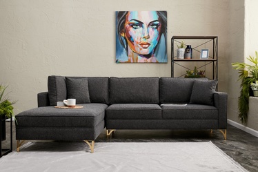 Stūra dīvāns Hanah Home Berlin, zelta/antracīta, kreisais, 181 x 258 cm x 83 cm
