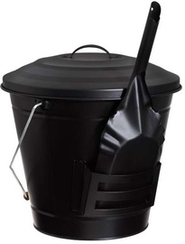 Spainis Ash Bucket With Shovel, 12.5 l, melna