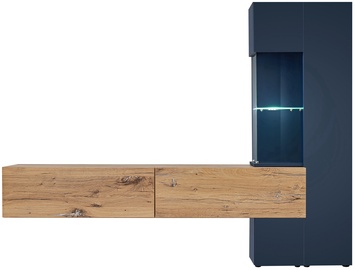 Sekcija ASM Marino BFS MR, ąžuolo/tamsiai mėlyna, 40 cm x 210 cm x 162 cm
