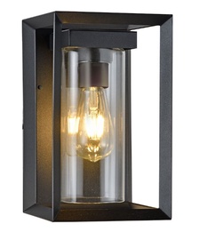 Āra sienas lampa CristalRecord Rute, E27, IP23, melna, 17.5 cm x 30 cm
