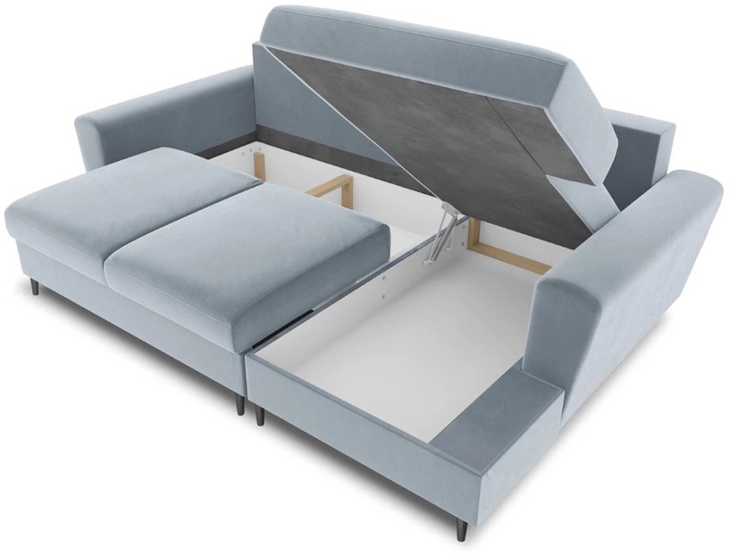 Stūra dīvāns Micadoni Home Moghan Velvet 4 Seats, gaiši zila, labais, 241 x 145 cm x 88 cm