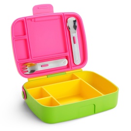 Toidukonteiner Munchkin Lunch Box Bento, 18 kuud, plastik, kollane/roheline/roosa