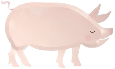 Vienreizējās lietošanas šķīvis Meri Meri On The Farm Pig, 26 cm, 12 gab.