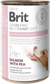 Влажный корм для собак Brit GF Veterinary Diets Hypoallergenic, лосось/желтый горошек, 0.4 кг