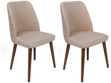 Ēdamistabas krēsls Kalune Design Tutku 346 V2 974NMB1693, matēts, valriekstu/krēmkrāsa, 49 cm x 50 cm x 90 cm, 2 gab.