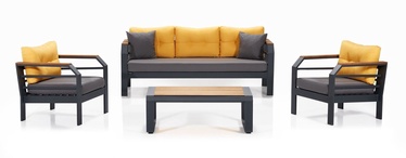 Lauko baldų komplektas Kalune Design Assento, geltonas/juodas/pilkas, 5 vietų