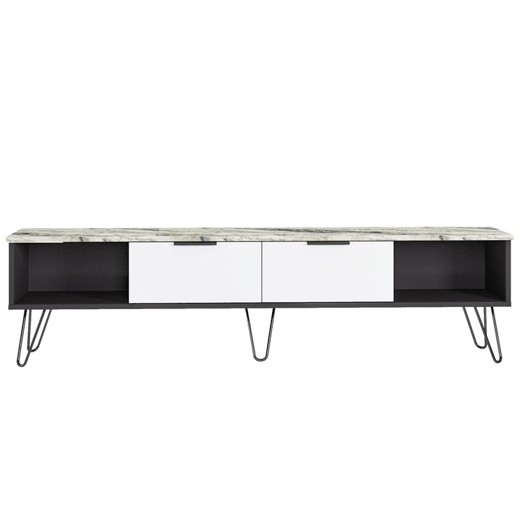 TV-laud Kalune Design Marblous, valge/must, 180 cm x 35 cm x 45 cm