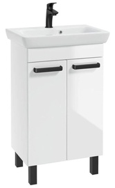 Шкафчик для ванной с раковиной Deftrans D55 + Porto 55, белый/черный (поврежденная упаковка)