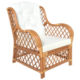 Dārza krēsls VLX Natural Rattan 325471, gaiši brūna/krēmkrāsa, 81 cm x 70 cm x 90 cm
