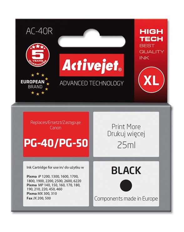 Printera kasetne ActiveJet Canon PG-40, melna