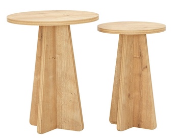 Набор журнальных столиков Kalune Design Mushroom, дубовый, 30 - 40 см x 40 см x 45 - 50 см