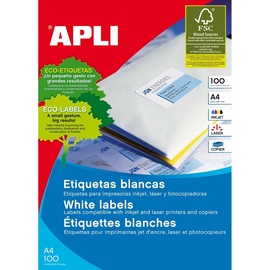 Kleepuvad etiketid Apli White Labels, ontor, 7 cm, 10.5 cm, 100 tk