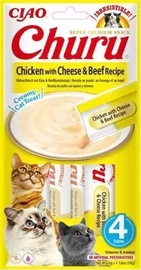 Лакомство для кошек Inaba Churu Chicken & Cheese & Beef, говядина/курица, 0.056 кг, 4 шт.