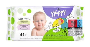 Влажные салфетки Happy Silk & Cotton, 64 шт.