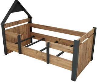 Кровать Kalune Design Valerin, коричневый/антрацитовый, с решеткой