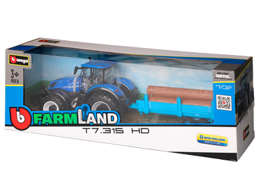 Игрушечный трактор Bburago New Holland, 1:32, синий