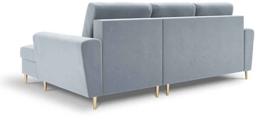 Stūra dīvāns Micadoni Home Moghan Velvet 4 Seats, gaiši zila, labais, 241 x 145 cm x 88 cm