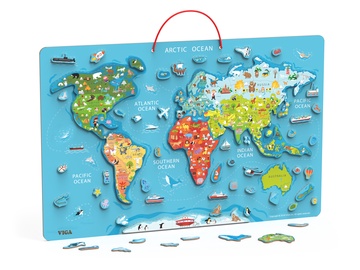 Magnētiskā karte VIGA Magnetic Puzzle World Map 44508, EN, daudzkrāsaina