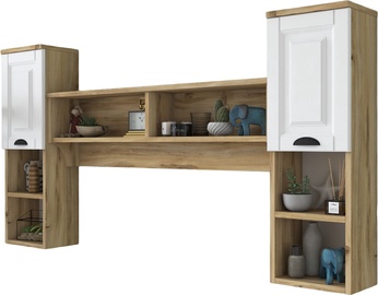 Sienas plaukts Kalune Design AF103 - 2168, balta/valriekstu, 178 cm x 22 cm x 90 cm