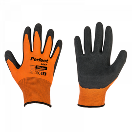 Рабочие перчатки перчатки Bradas Perfect Soft, полиэстер/латекс, черный/oранжевый, 8, 6 шт.