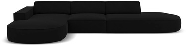 Stūra dīvāns Micadoni Home Jodie Rounded Open 4 Seats, melna, kreisais, 342 x 166 cm x 70 cm