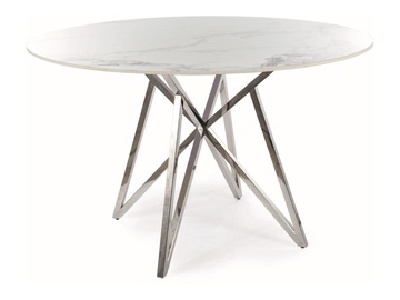 Обеденный стол Murano FI120, белый/хромовый, 120 см x 120 см x 76 см