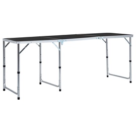 Kempinga galds VLX 48175, pelēka, 180 x 60 x 55 - 70 cm